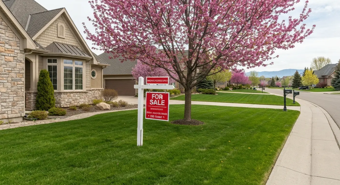 For Sale sign in a lush Salt Lake County neighborhood