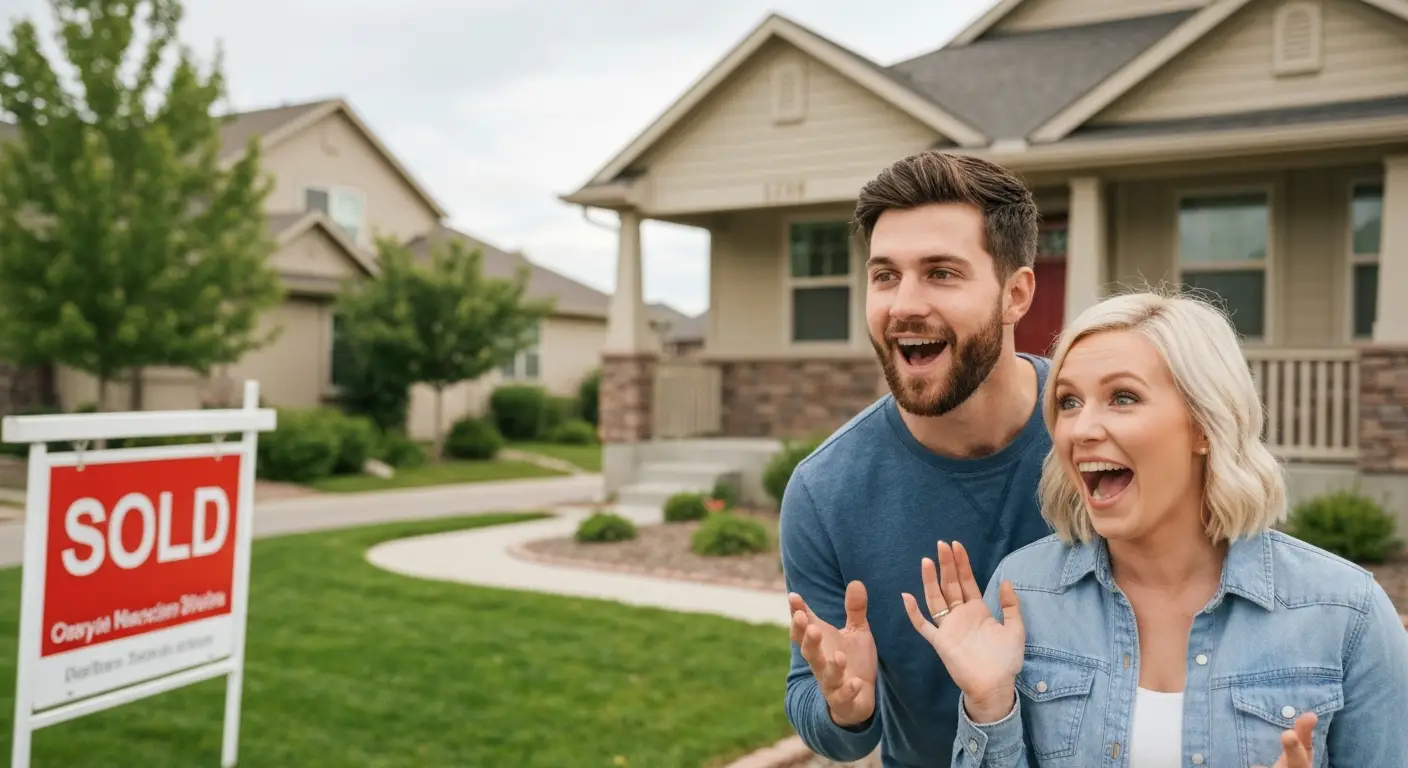 First time home buyers in Utah celebrating their new home purchase