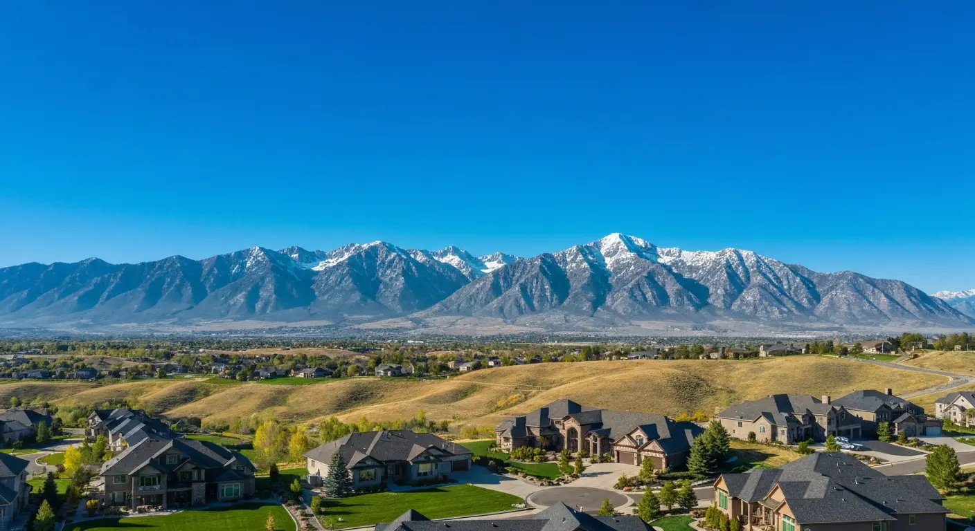 Scenic view of the Wasatch Mountains from a Draper Utah neighborhood